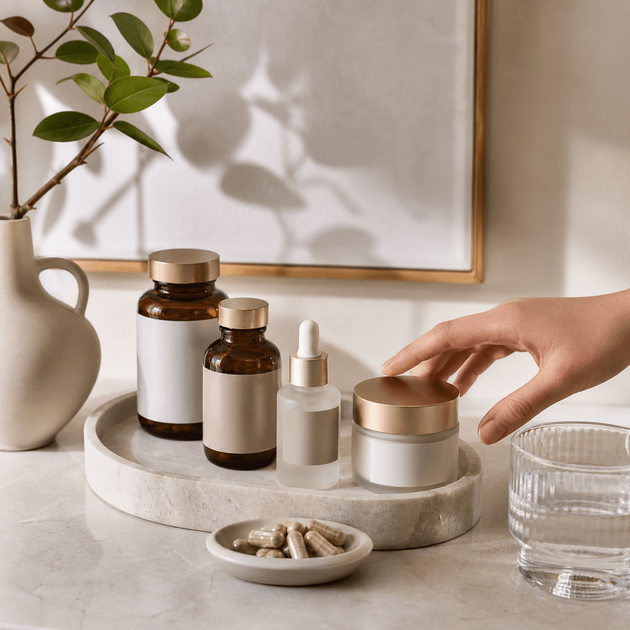 Wellness products on tabletop